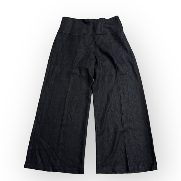 Blanque High Rise Flowy Wide Leg Linen Pants Sz 1 / S / M Black Lagenlook - Picture 1 of 7